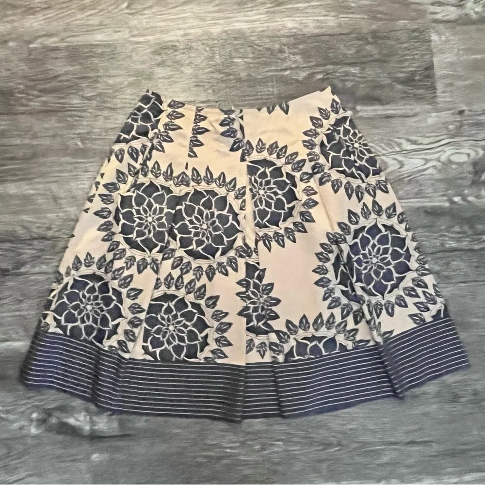 Talbots Floral A-Line Skirt - Navy and Cream - Picture 2 of 7
